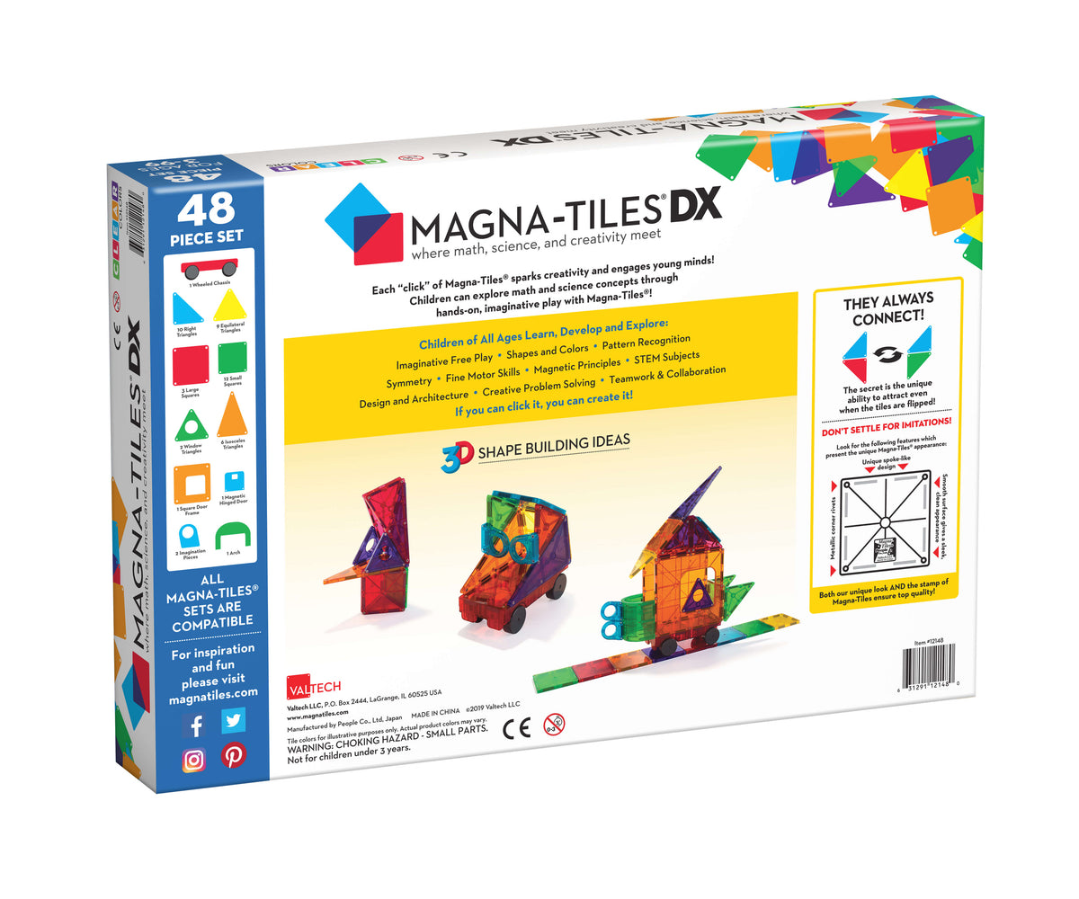 Magna-Tiles Clear Colors 48-Piece Deluxe Set – Growing Tree Toys