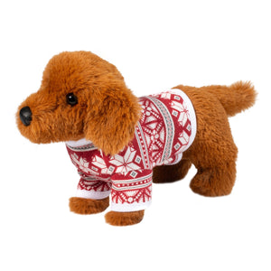 Douglas Holiday Mini Soft Dachshund with Sweater 6.5"