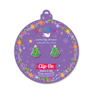 Girl Nation Clip-On Earrings: Happy Christmas Tree