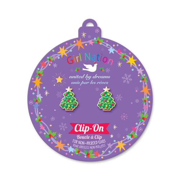 Girl Nation Clip-On Earrings: Happy Christmas Tree