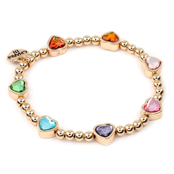 Charm It Bead Stretch Bracelet Gold Sparkle Heart