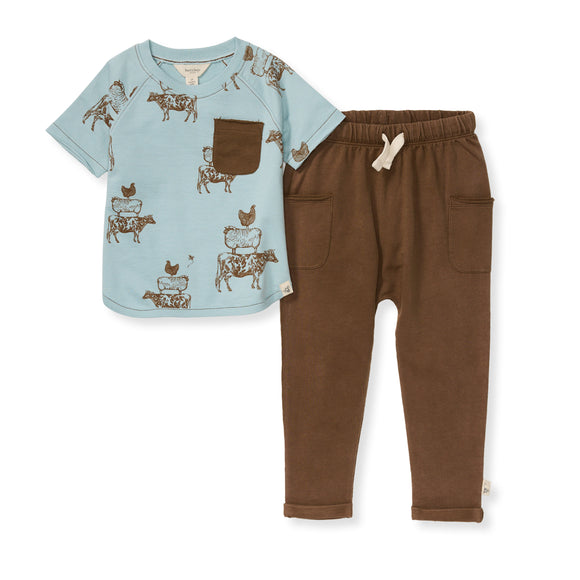 Burt's Bees Organic Baby Stacked Farm Animals Shirt and Pant Set