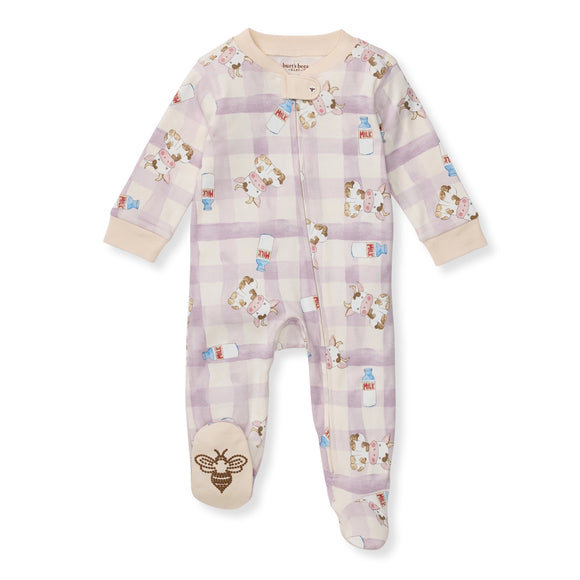 Burt's Bees Organic Baby One-Piece Sleep & Play Little Moo Lilac