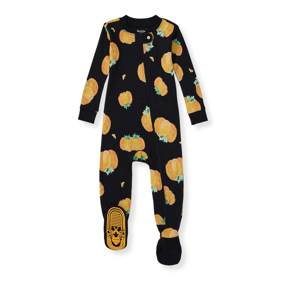 Burt's Bees Organic Baby One-Piece Sleeper Midnight Pumpkins