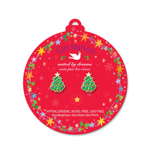 Girl Nation Christmas Stud Earrings: Happy Christmas Tree