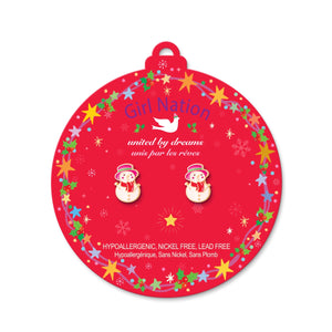 Girl Nation Christmas Stud Earrings: Snowman Wonderland