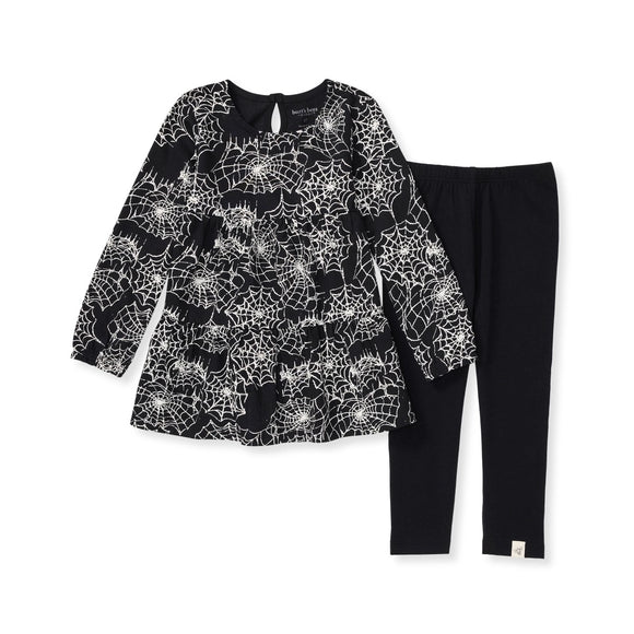 Burt's Bees Organic Baby Girl Spiderwebs Shirt and Pant Set