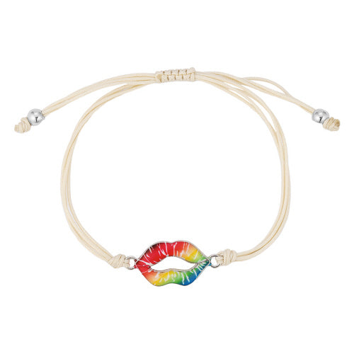 Cord Bracelet: Rainbow Lips